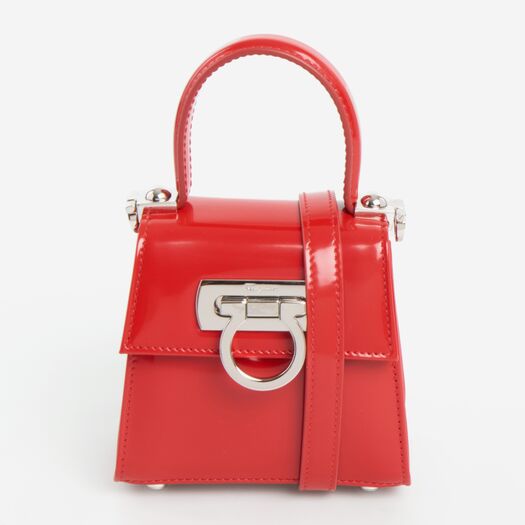 Salvatore Ferragamo Flame Red Lapis Leather Mini Shoulder Bag