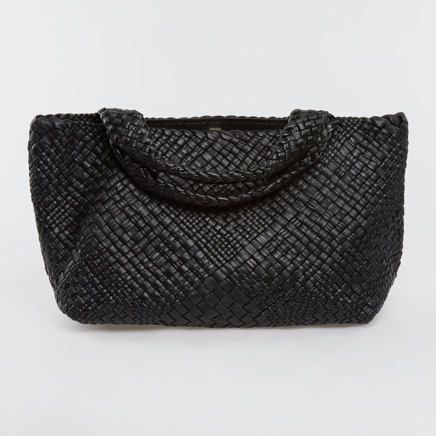 WOVEN LEATHER TOTE BAG - Black