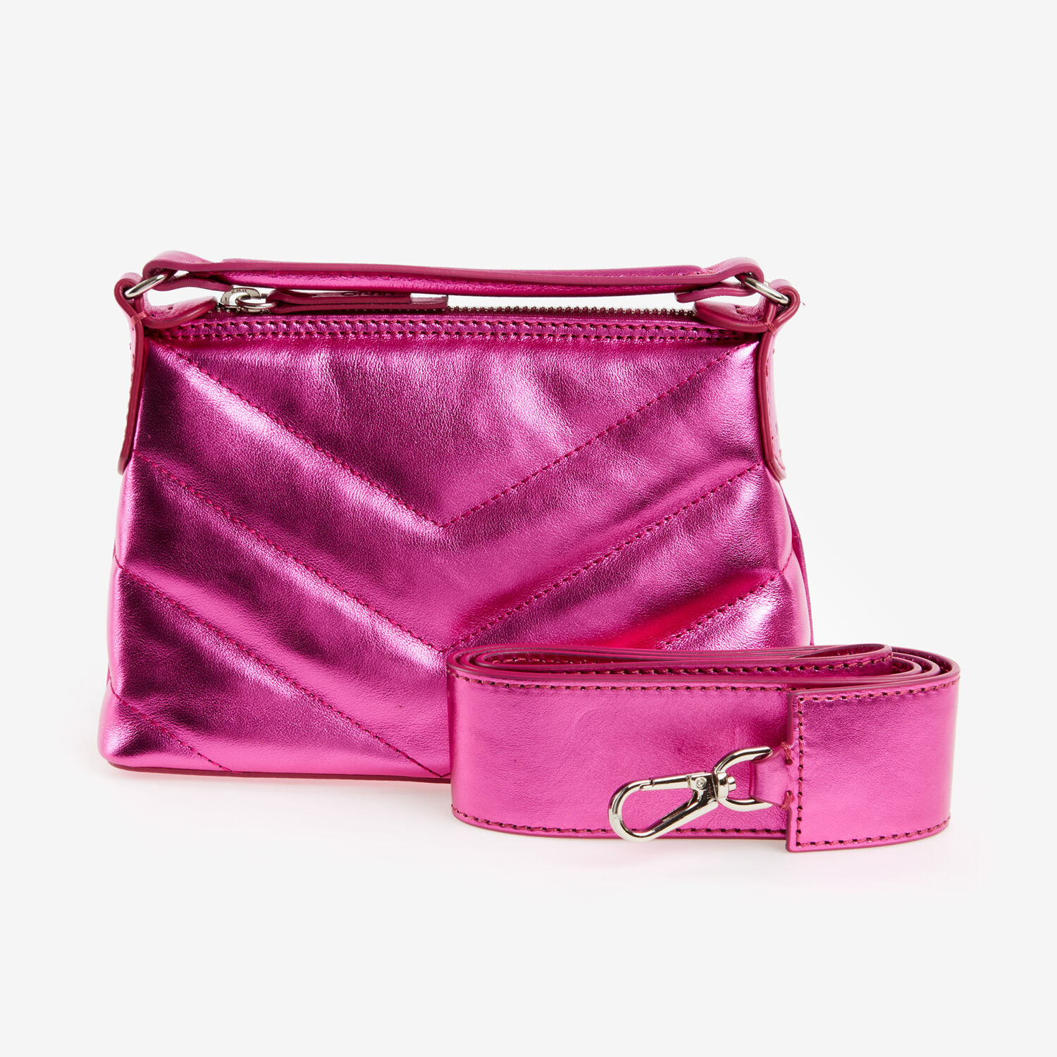 Estelle | Luxury Fuschia Pink Mini Bag | Rhinestone Embellished Handle