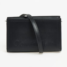 Black Embossed Logo Shoulder Bag