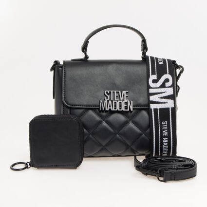 Black Quilted Crossbody Bag - Image 1 - please select to enlarge image
