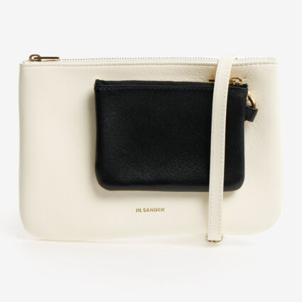 Cream Leather Crossbody Bag - Image 1 - please select to enlarge image