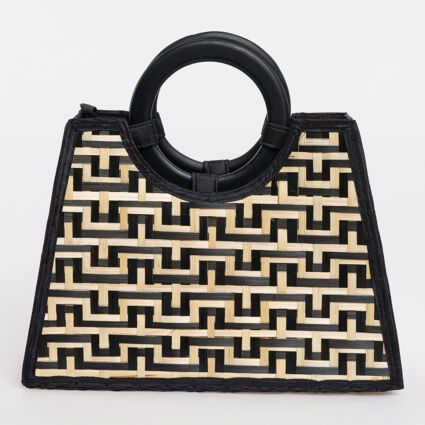 Black & Natural Woven Large Tote Bag  - Image 1 - please select to enlarge image
