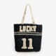 Black & Cream Lucky 11 Tote Bag - Image 1 - please select to enlarge image
