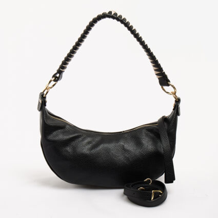 Black Grained Leather Shoulder Bag - Image 1 - please select to enlarge image