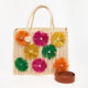 Cream Floral Straw Woven Shopper Bag - Image 1 - please select to enlarge image
