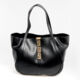 Black Leather Greek Key Shoulder Bag  - Image 1 - please select to enlarge image