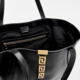 Black Leather Greek Key Shoulder Bag  - Image 3 - please select to enlarge image