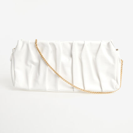 White Ruched Leather Bag - Image 1 - please select to enlarge image