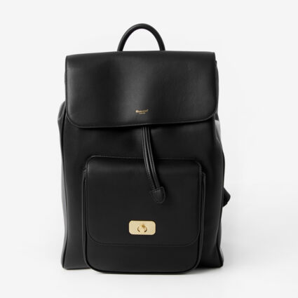 Black Leather Ella Backpack  - Image 1 - please select to enlarge image