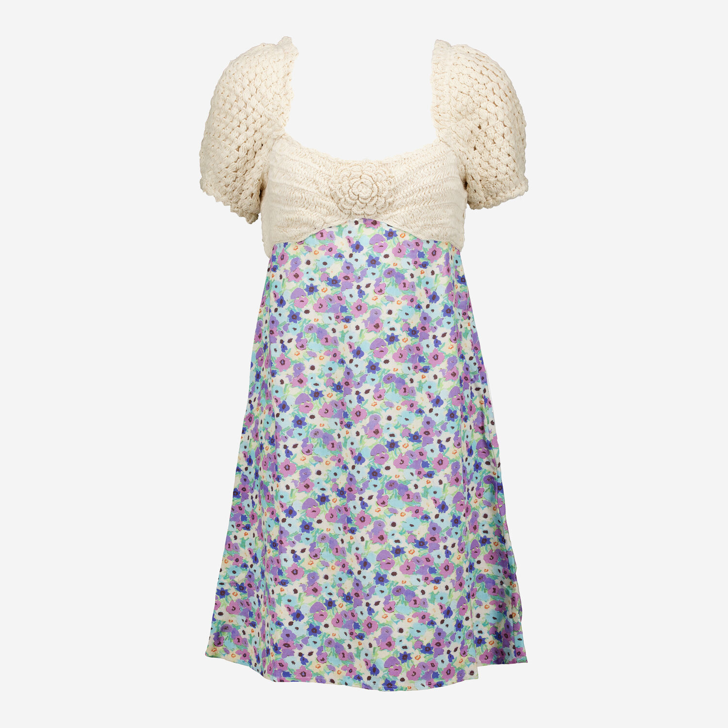 Purple Floral Crochet Linen Blend Midi Dress TK Maxx UK