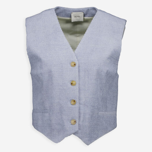 Hellblaue Weste aus Cord-Samt mit Melangemuster - Bild 1 - bitte auswählen, um das Bild zu vergrößern