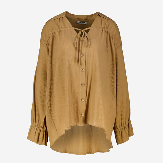 Braune Bluse mit Kragen - Bild 1 - bitte auswählen, um das Bild zu vergrößern