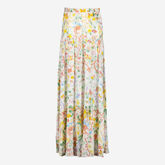 Multicoloured Hermine Floral Silk Skirt - Image 1 - please select to enlarge image