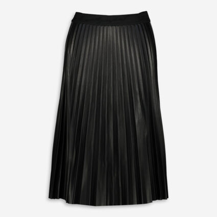 Black Faux Leather Pleated Midi Skirt - TK Maxx UK