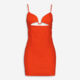 Orange Linen Plunge Mini Dress - Image 1 - please select to enlarge image
