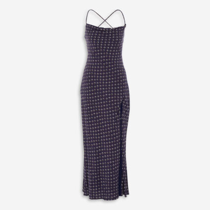 Navy Crepe Patterned Strappy Dress - TK Maxx UK