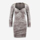 Silver Stretch Velvet Goji Mini Dress - Image 1 - please select to enlarge image
