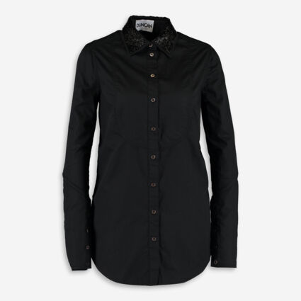 Black Embellished Collar Goldman Shirt - Image 1 - please select to enlarge image