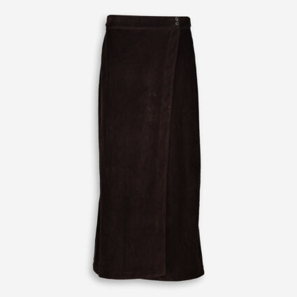 Brown Corduroy Wrap Maxi Skirt  - Image 1 - please select to enlarge image