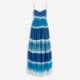 Blue & White Tie Dye Stripe Maxi Dress - Image 1 - please select to enlarge image