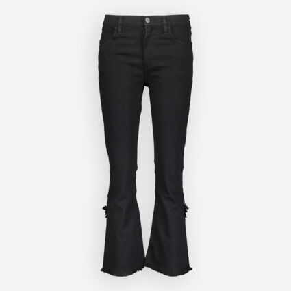 Black Drew Fray High Rise Crop Flare Jeans - Image 1 - please select to enlarge image