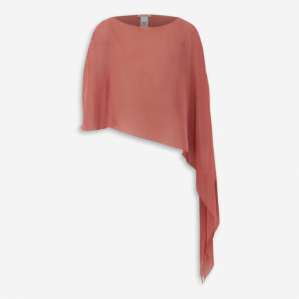Coral Silk Asymmetric Shawl  - Image 1 - please select to enlarge image