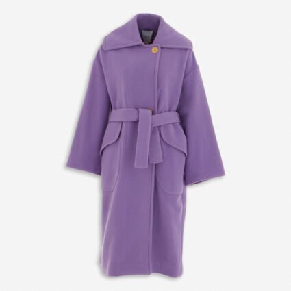Lilac Wool Longline Coat  - Image 1 - please select to enlarge image