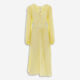 Yellow Draped V Neck Dress - Image 1 - please select to enlarge image