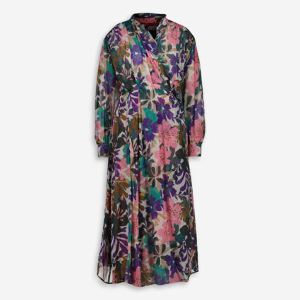 Multicolour Floral Wrap Style Dress  - Image 1 - please select to enlarge image