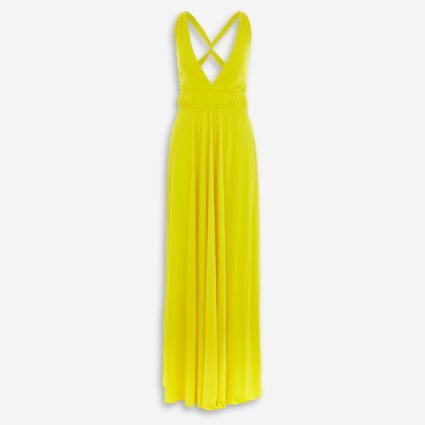 Yellow Satin Maxi Dress  - Image 1 - please select to enlarge image