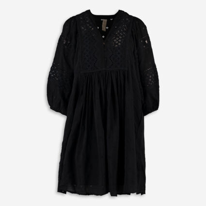 Black Embroidered Shirt Dress  - Image 1 - please select to enlarge image