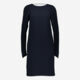 Navy Pleated Shoulder Straight Cut Dress  - Image 1 - please select to enlarge image