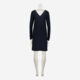 Navy Pleated Shoulder Straight Cut Dress  - Image 2 - please select to enlarge image