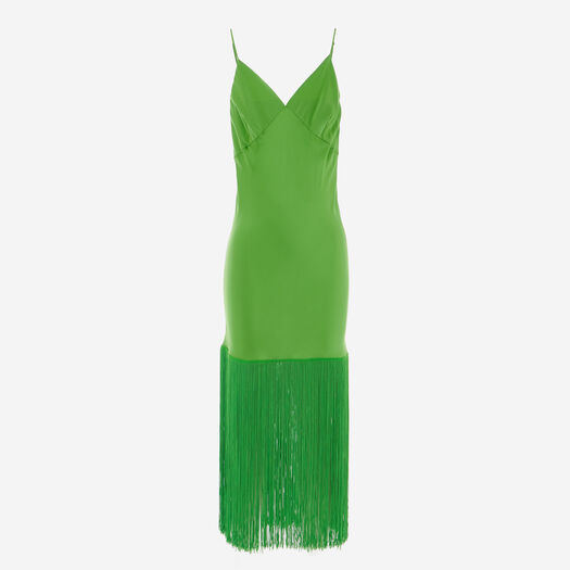 Green Silk Slip Dress - Image 1 - please select to enlarge image