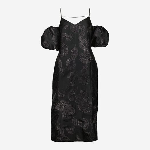 Black Shimmer Wave Cold Shoulder Dress - Image 1 - please select to enlarge image