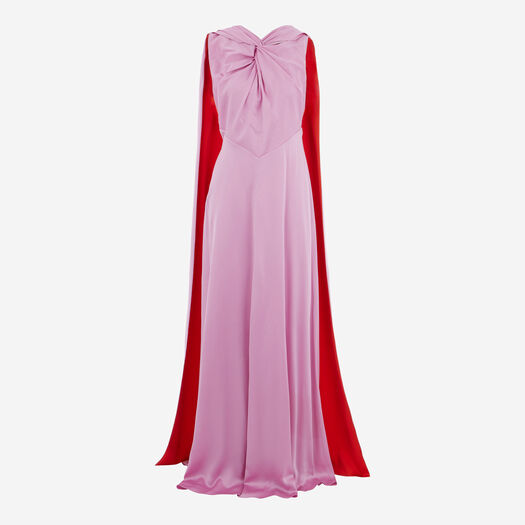 Pink & Orange Satin Maxi Dress - Image 1 - please select to enlarge image