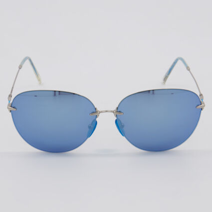 Silver CK0002S Round Sunglasses  - Image 1 - please select to enlarge image