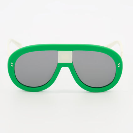 Green & White Bio Acetat Sunglasses & Case - Image 1 - please select to enlarge image