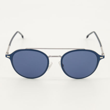 Blue & Silver Tone Boss1179 Round Sunglasses - Image 1 - please select to enlarge image