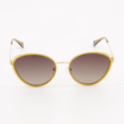 Beige & Gold Tone Cat Eye Sunglasses - Image 1 - please select to enlarge image