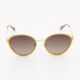Beige & Gold Tone Cat Eye Sunglasses - Image 1 - please select to enlarge image