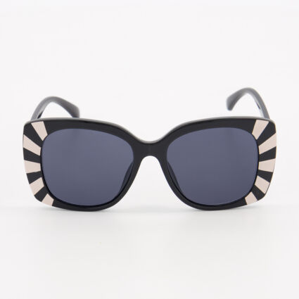 Black & Blush Stripe Oversized Sunglasses - Image 1 - please select to enlarge image