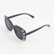 Black & Blush Stripe Oversized Sunglasses - Image 2 - please select to enlarge image