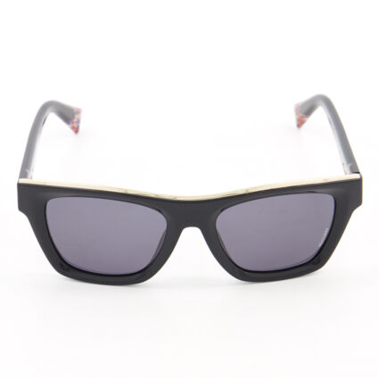 Black & Gold Tone Square Sunglasses - Image 1 - please select to enlarge image