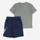 Two Piece Grey & Navy T Shirt & Shorts Set - Image 2 - please select to enlarge image