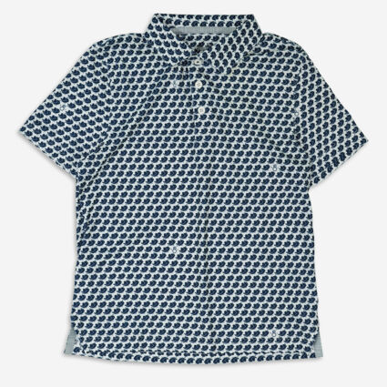Navy & White Bird Pattern Polo Shirt - Image 1 - please select to enlarge image