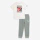 White T Shirt & Grey Joggers Set - Image 1 - please select to enlarge image