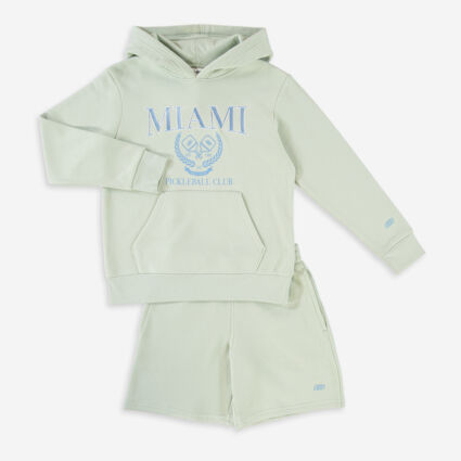 Two Piece Sage Hoodie & Shorts Set - Image 1 - please select to enlarge image