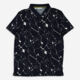 Navy & White Cracked Pattern Polo Shirt - Image 1 - please select to enlarge image